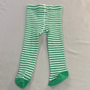 Carter's - 3-6M Green and White Striped Baby Leggings
